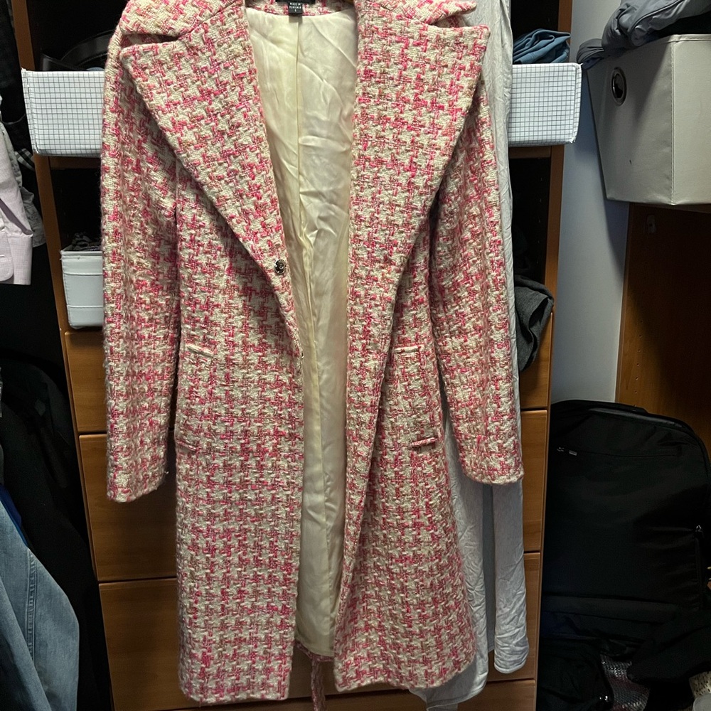 Women's Pink Tweed Coat